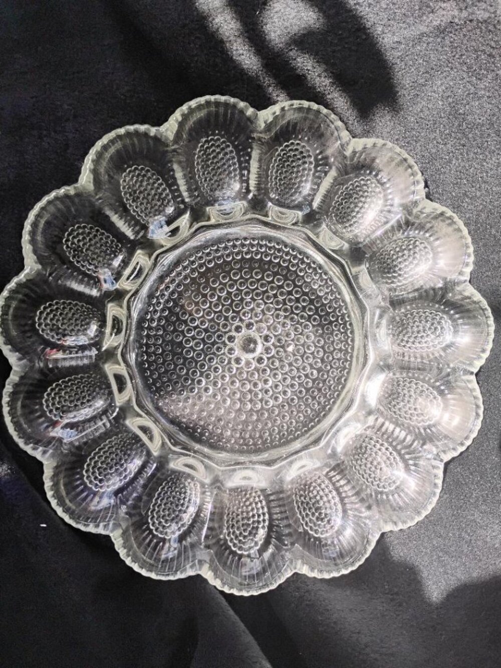 Indiana glass clear hobnail egg plate